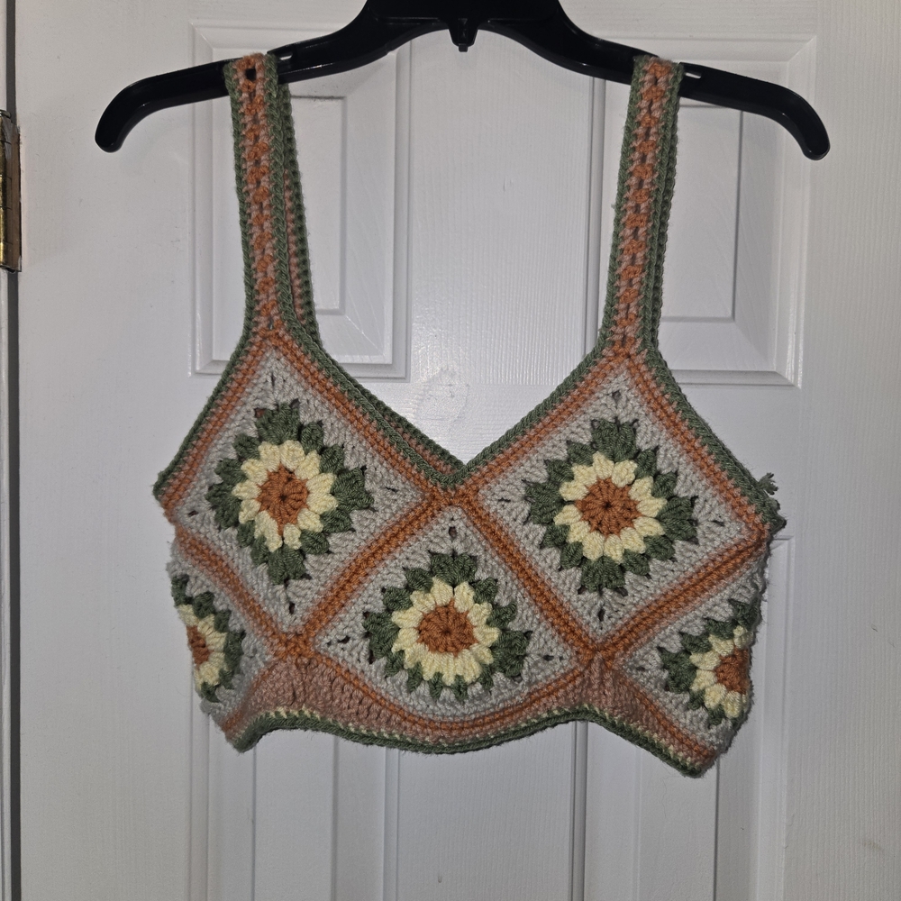 Handmade Crochet Floral Crop Top